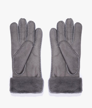 Turn cuff shearling gloves in metal