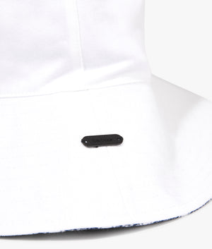 Kilburn reversible bucket hat in white by Barbour. EQVVS WOMEN Detail Shot.