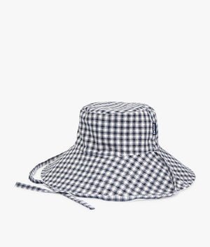 Kilburn reversible bucket hat in white by Barbour. EQVVS WOMEN Side Angle Shot.