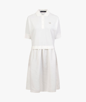Gathered polo shirt dress in snow white