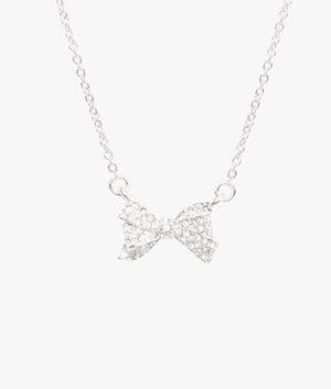 Barsie crystal bow pendant in silver