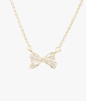 Barsie crystal bow pendant in gold