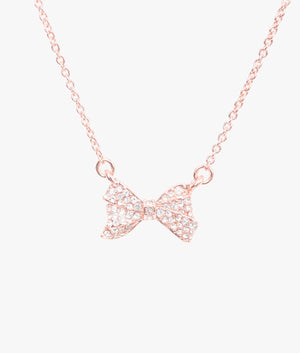 Barsie crystal bow pendant in rose gold