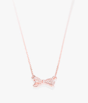 Barsie crystal bow pendant in rose gold