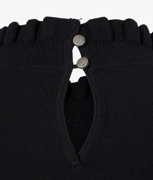 Frasiee woven front sweater in black