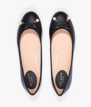 Ayvvah flat bow ballerina shoes in black