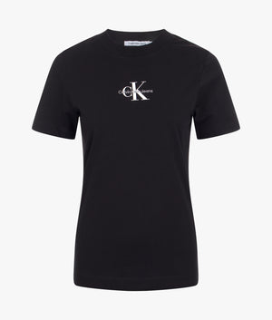 Cotton monogram tee shirt in black