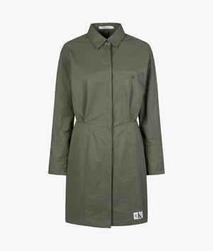 Soft touch shirt dress in in dusty olive