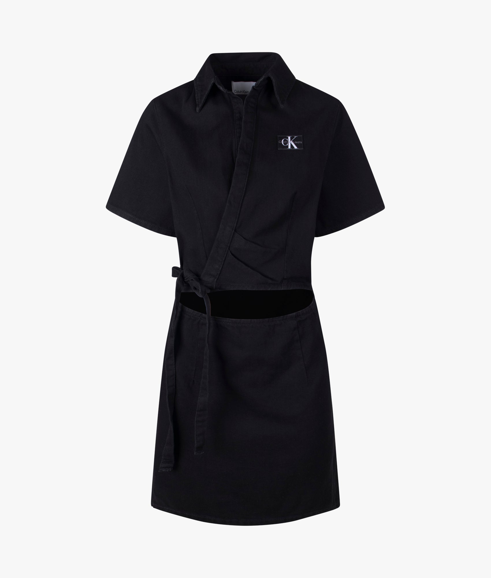 Calvin Klein Jeans | Short sleeved wrap dress in denim black