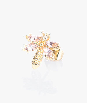 Corla crystal dragonfly studs in gold & pink crystal