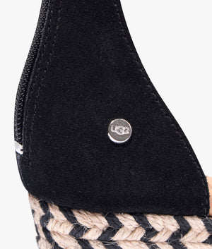Yarrow wedge sandal in black by Ugg. EQVVS WOMEN Detail Shot.