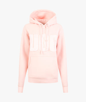 Rey fuzzy logo hoodie in lotus blossom