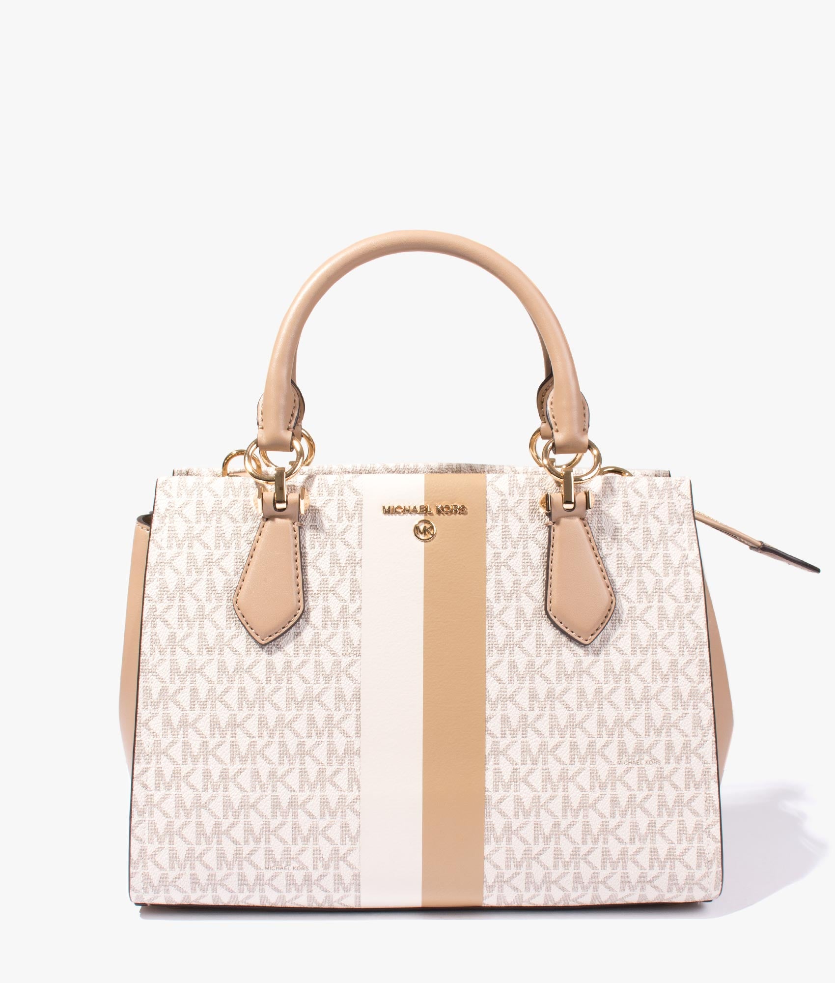 Mk Marilyn Medium Logo Tote Bag - Vanilla/Acorn - Michael Kors