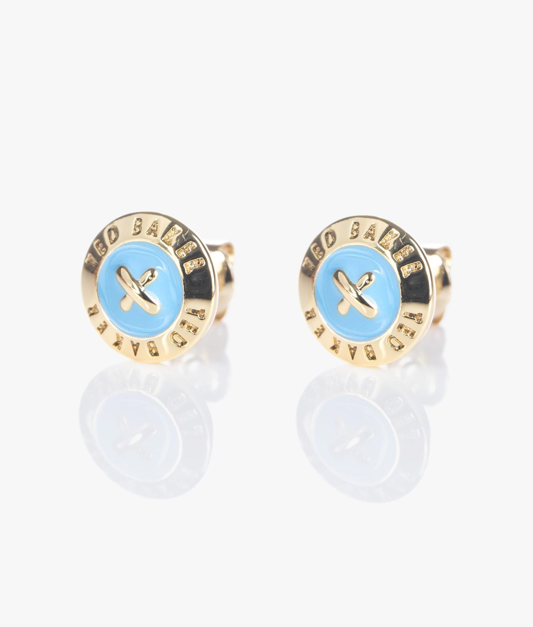 Ted Baker Women's Eisley Enamel Mini Button Stud Earrings in Rose Gold-Tone and Silver Glitter