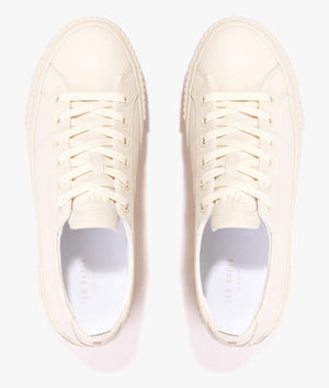 Kimiah colour drenched leather trainer in ecru