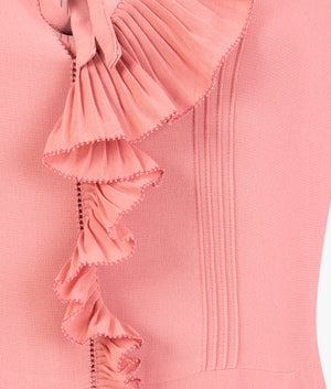 Faithiy asymmetric ruffle midi dress in mid pink