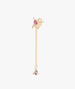 Maratus crystal spider drop earrings in gold & fuchsia