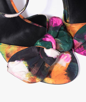 Neemia art print heeled bow sandals in black
