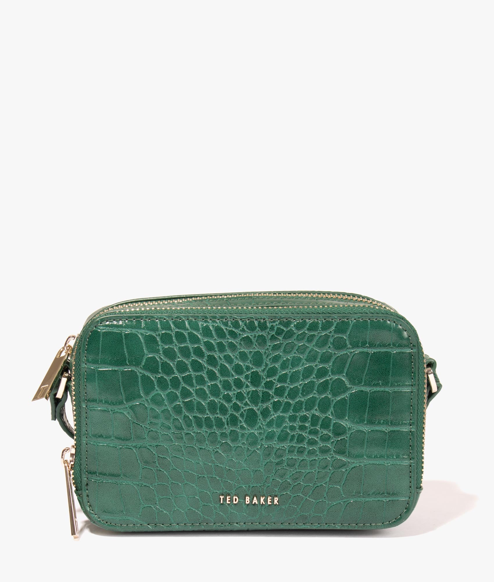 Ted Baker Stina double zip mini camera bag in dark green EQVVS Womens