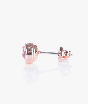 Sinaa Crystal Stud Earrings in rose gold & light rose.