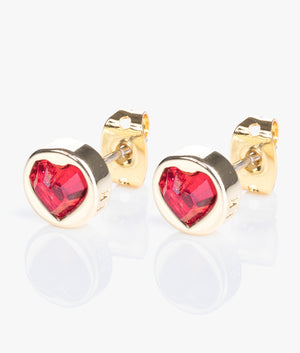 Heartan heart rock stud earrings in gold & red