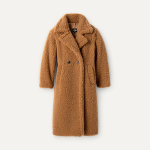 Gertrude long teddy coat in chestnut