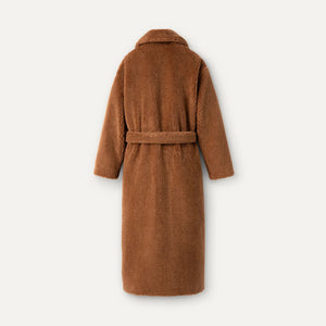 Alesandra Faux Fur Wrap Coat in pecan