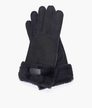 Turn cuff glove in black