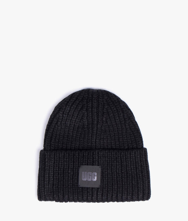 Chunky rib beanie & scarf set in black