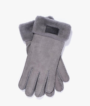 Turn cuff shearling gloves in metal