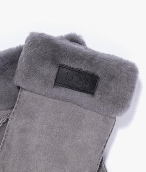 Turn cuff shearling gloves in metal