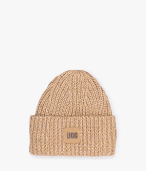 Chunky rib beanie set in camel