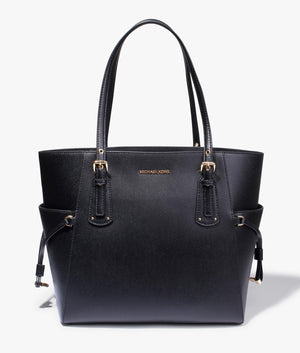 Voyager leather tote in black