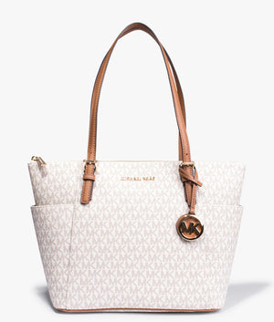 Jet set tote in vanilla and acorn