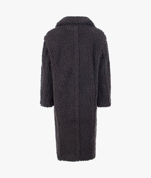 Gertrude long teddy coat in inkblack