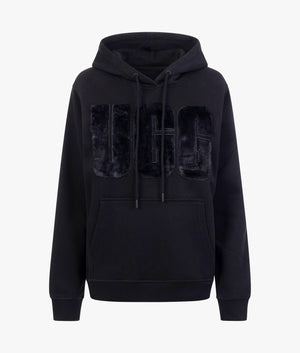 Rey fuzzy logo hoodie in black