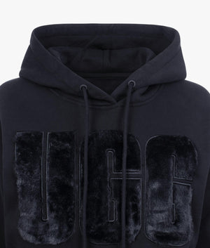 Rey fuzzy logo hoodie in black