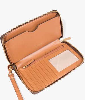 Jet set phone & wallet case in brown