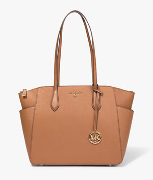 Marylin tote in luggage by Michael Kors. EQVVS Front Angle Shot.