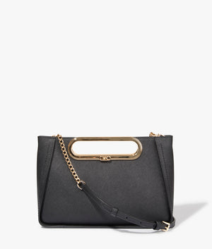 Chelsea convertable clutch in black by Michael Kors. EQVVS WOMEN Front Angle Shot.