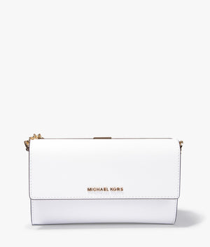 Jet set large frame crossbody in optic white