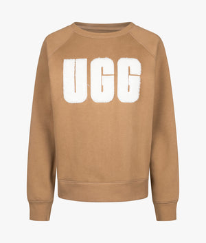 Madeline Fuzzy logo crewneck sweatshirt in chestnut & plaster