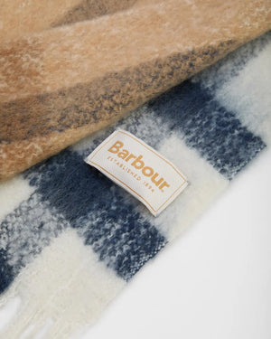 Isla tartan boucle scarf in hessian tartan
