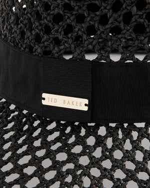 Jullisi oversized rattan hat in black