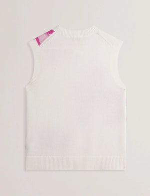 Selenha intarsia knitted floral tank in ivory