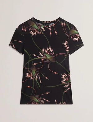Lexiii printed fitted tee in black