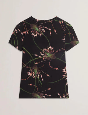 Lexiii printed fitted tee in black
