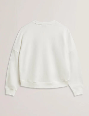 Janettt embroidered logo balloon sleeve sweat in ivory