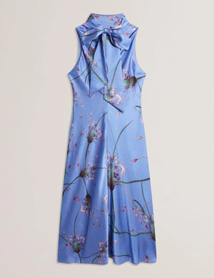 Antua printed cowl neck dress in light blue