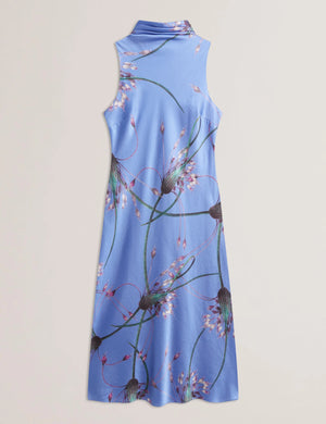 Antua printed cowl neck dress in light blue